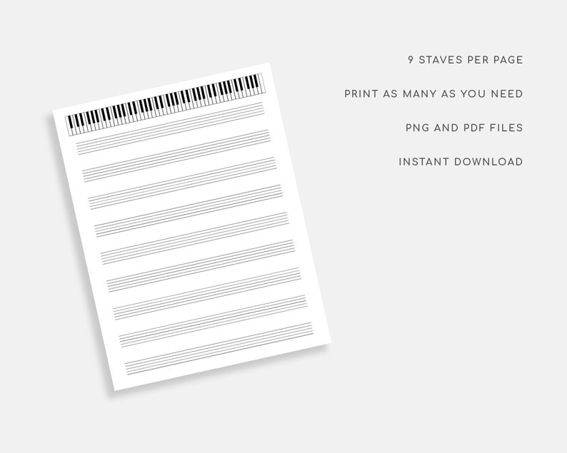 Printable Sheet Music With Piano for Letter/a4. Blank Sheet - Etsy