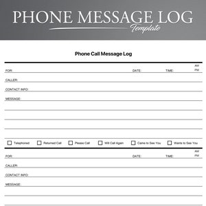 Phone Call Message Log. Phone Log. Message Log. Call Log. While You Were Out. Phone Messages.