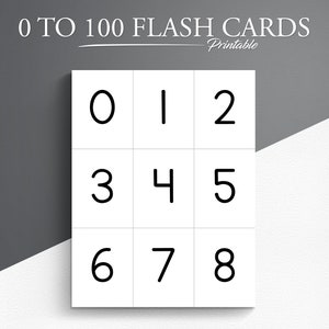 Numéros 0-100 Cartes Flash imprimables. Cartes Flash préscolaires. Mathématiques préscolaires. Cartes flash mathématiques.