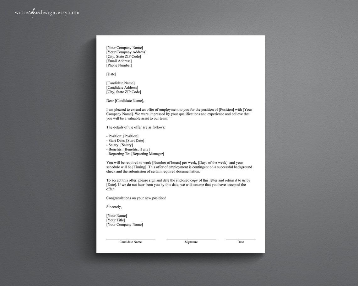 Professional Job Offer Letter Template, Customizable (google Docs/word ...