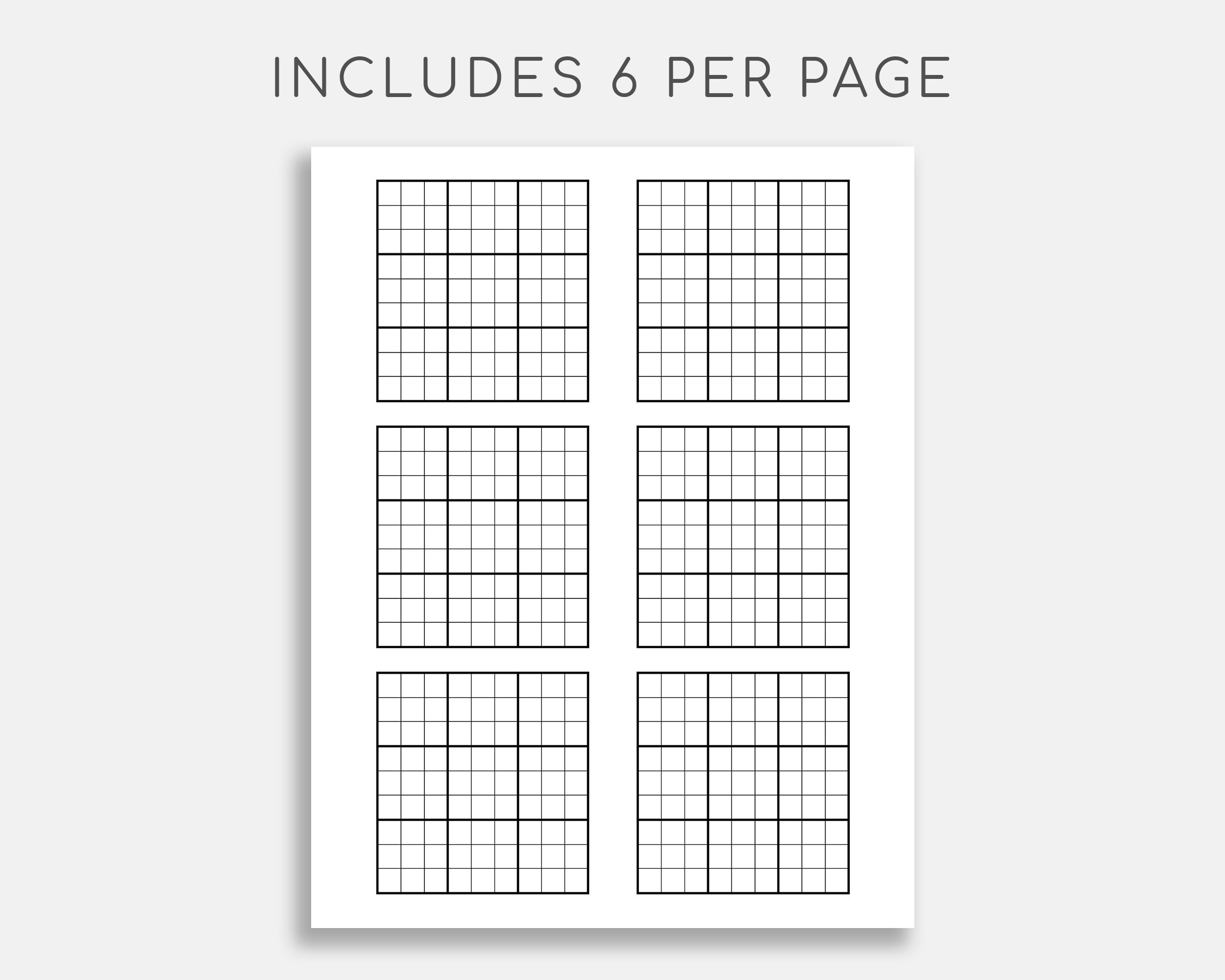 blank sudoku pages printable blank sudoku sudoku grid etsy