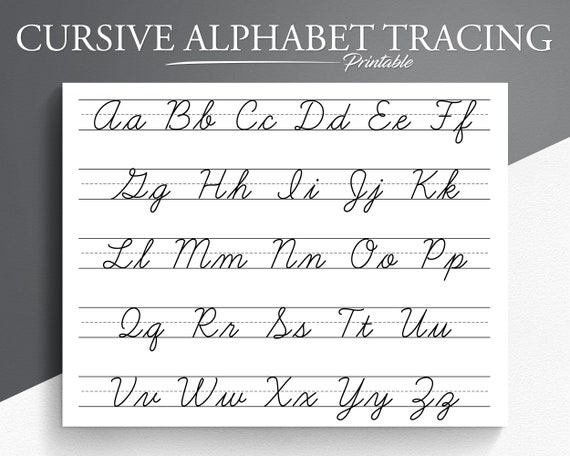 Cursive Alphabet Tracing Worksheet. Printable Trace the Cursive Alphabet. Cursive Practice. Letter Tracing. Tracing Worksheets. Etsy