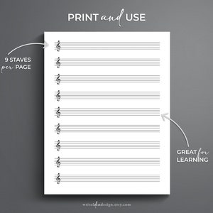 Printable Treble Clef Sheet Music for Letter/a4. Blank Music - Etsy
