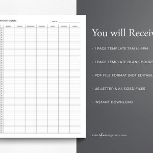 Printable Appointment Tracker. Appointment Book. Appointment Planner. Appointment Schedule. image 3