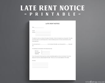 Late Rent Notice. Google Docs/Microsoft Word. Late Rent Payment. Landlord Template.