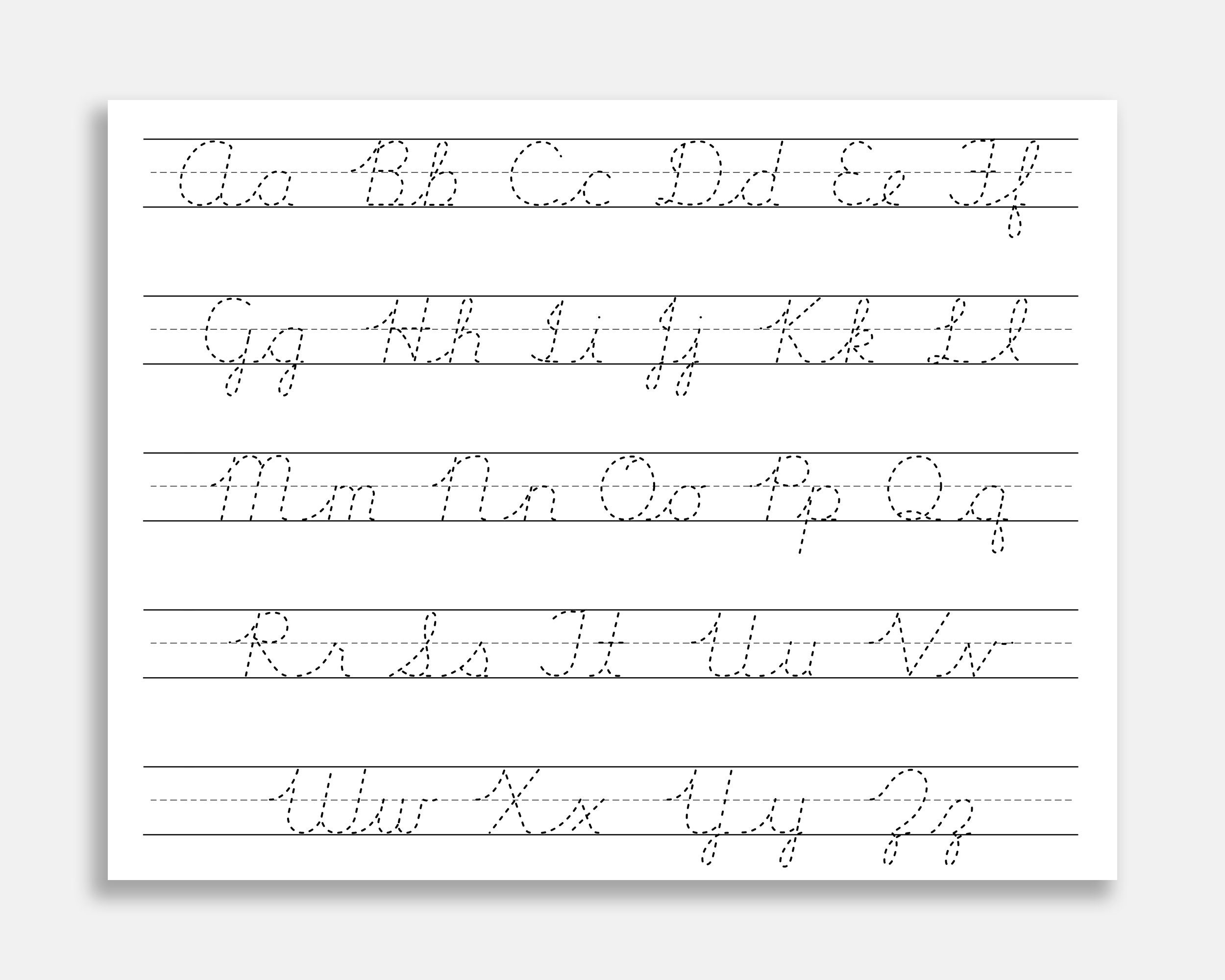 Cursive alphabet tracing worksheet printable trace the etsy canada