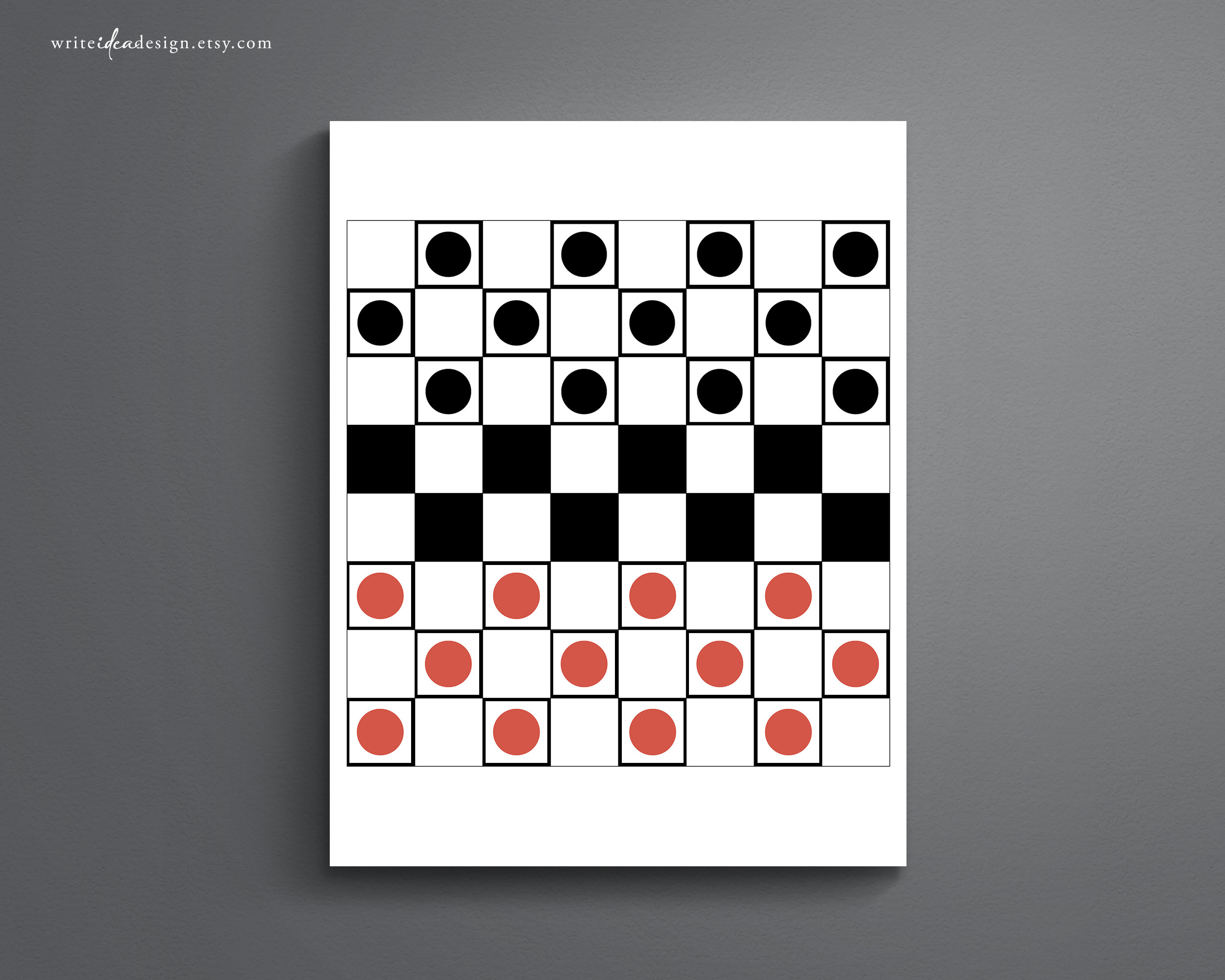 Printable Checkers Game. Printable Board Game. Printable Game. Etsy