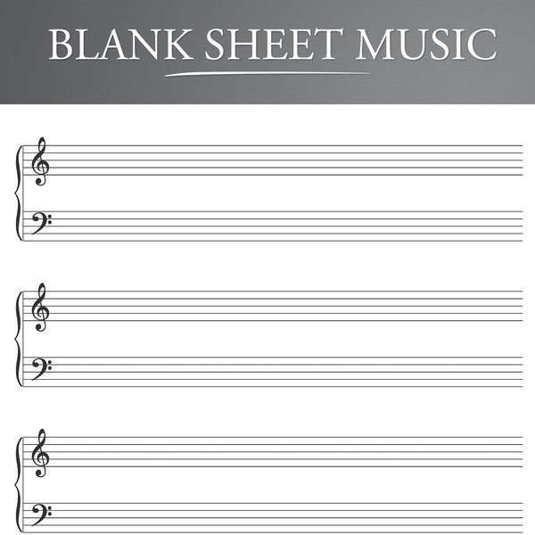 Printable Sheet Music for Letter/A4. Blank Sheet Music Printable. Piano Staff Paper. Blank Music Paper.