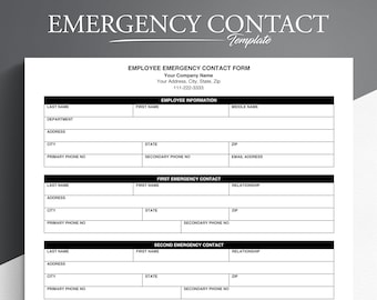 Employee Emergency Contact Form: Editable Template (PDF/Google Docs/Word)