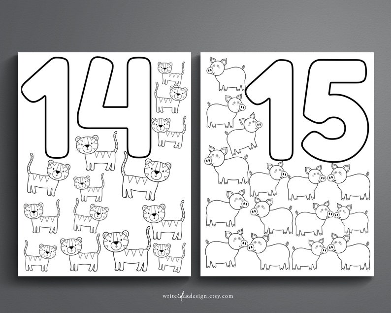 Number Coloring Pages 1-15. Preschool Activity. Toddler Coloring Page. Numbers Worksheet. image 8