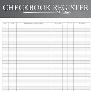 Afdrukbaar chequeboekregister. Financiële tracker. Vink Registreren aan. Financiële planner bijvoegsel. Tracker voor banktransacties