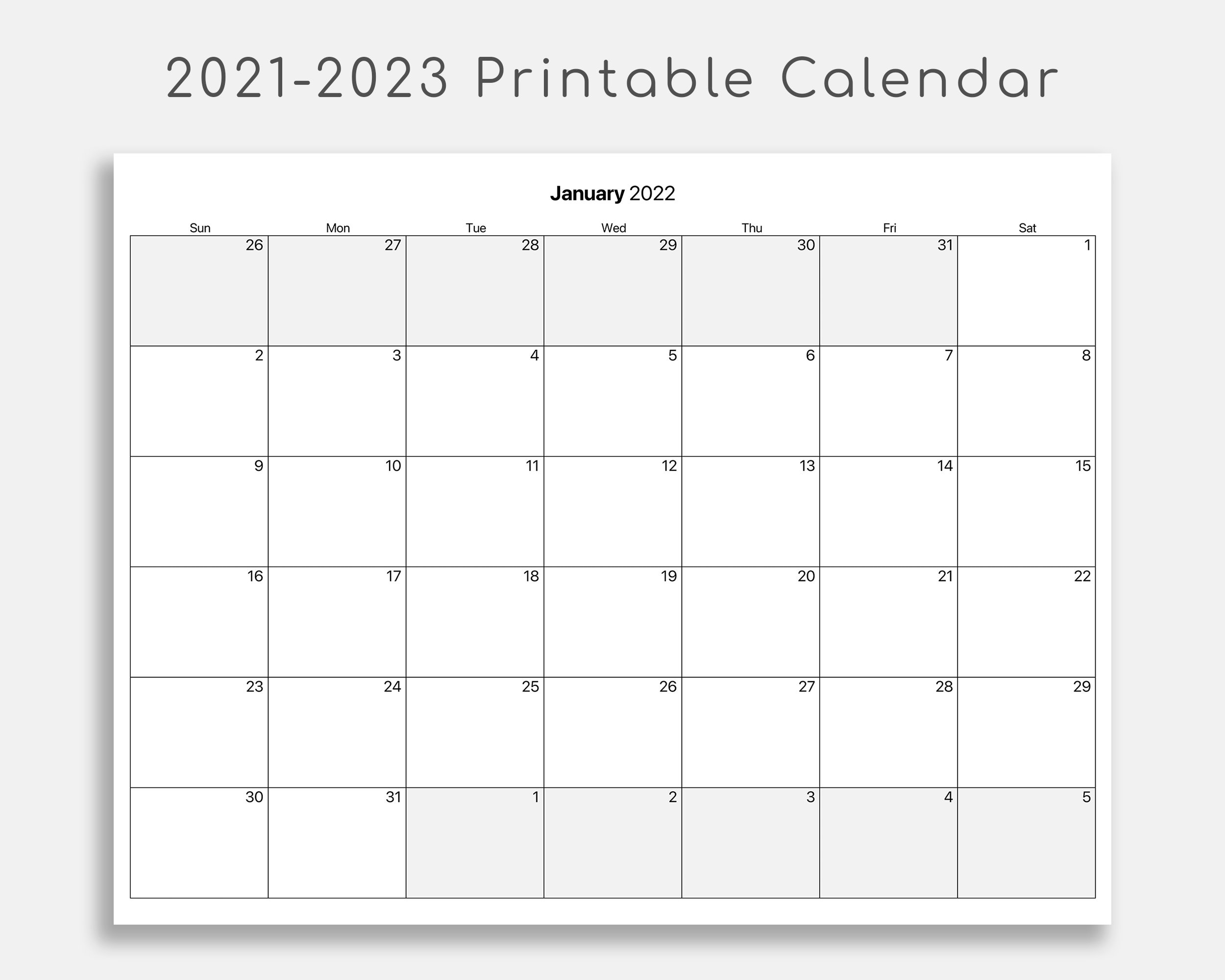 2021 2023 monthly calendar 2021 2023 printable calendar etsy ireland
