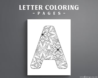 Mandala Alphabet Coloring Pages. Letter Coloring. Printable Letter Coloring Page.