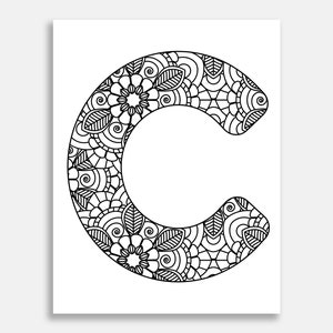 Mandala Alphabet Coloring Pages. Letter Coloring. Printable | Etsy