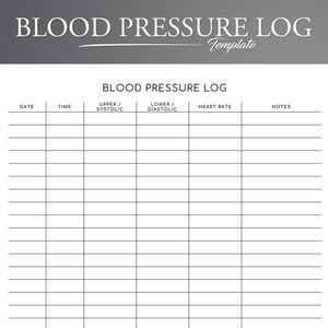 Bloeddruklogboek bewerkbaar afdrukbaar. Bloeddrukmeter. Medische tracker. BP-tracker. Dagelijkse bloeddruk. Bloeddrukgrafiek.