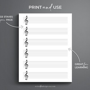 Kids Printable Treble Clef Sheet Music for Letter/a4. Blank - Etsy