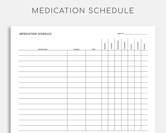Medication Schedule. Weekly Pill Tracker. Medication Log. - Etsy