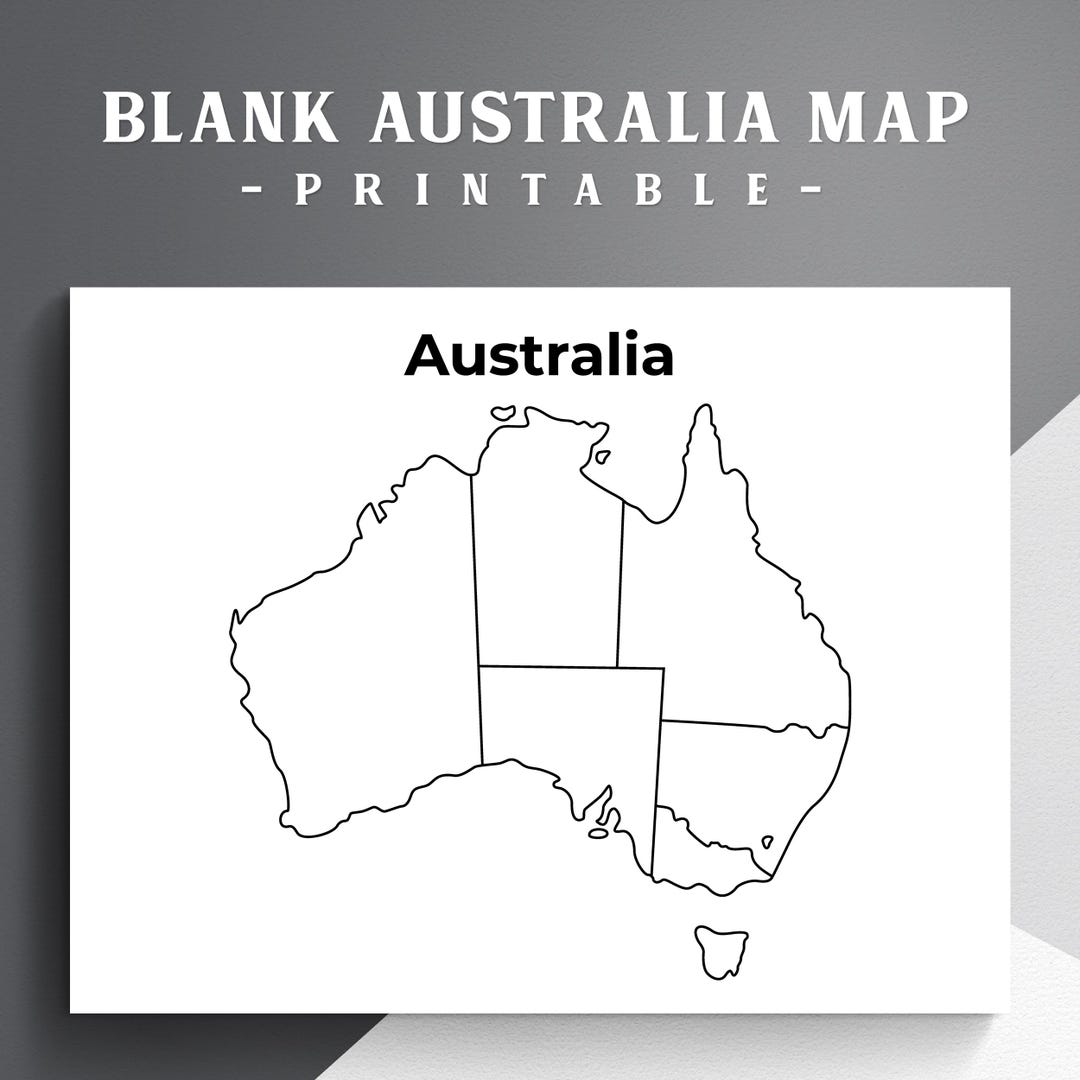 Printable Australia Map PDF + PNG | Blank Australia Outline Map With