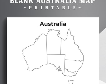 Printable Australia Map PDF + PNG | Blank Australia Outline Map with States and Territories for Teachers, Students, Homeschool & Classroom