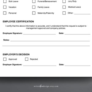 Employee Time-off Request Template. Vacation Request Form. PTO Request Template. image 2