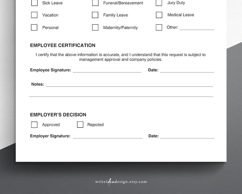 Employee Time-off Request Template. Vacation Request Form. PTO Request Template. image 2