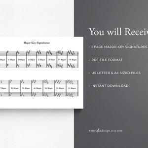 Printable Major Key Signatures for Treble and Bass Clef. Learn Major Key Signatures. - Etsy
