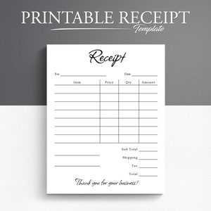 Printable Receipt Form. Small Business Receipt. Sales Receipt.