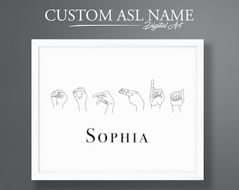 Custom ASL Name Print, American Sign Language Art (Digital Download)