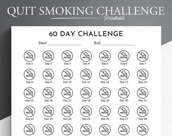 Quit Smoking Printable Challenge. Stop Smoking Tracker.