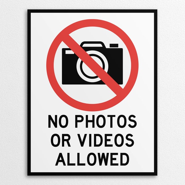 Printable No Photos or Video Allowed Sign in US Letter and A4 Sizes, Instant Download PDF