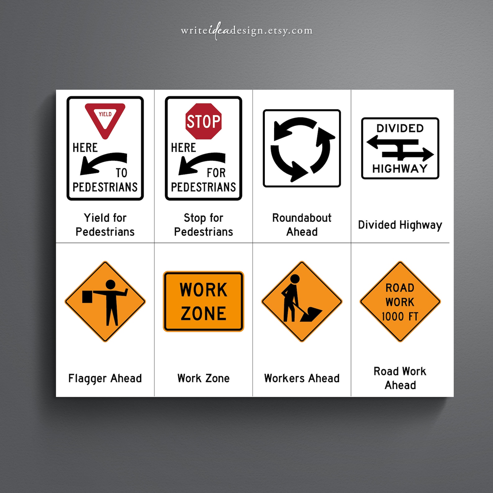 Printable Road Sign Flash Cards: Driver's Ed (PDF) - Etsy