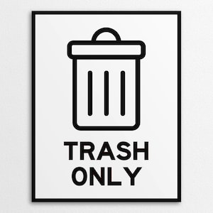 Printable Trash Only Signs in US Letter and A4 Sizes, Instant Download PNG/PDF