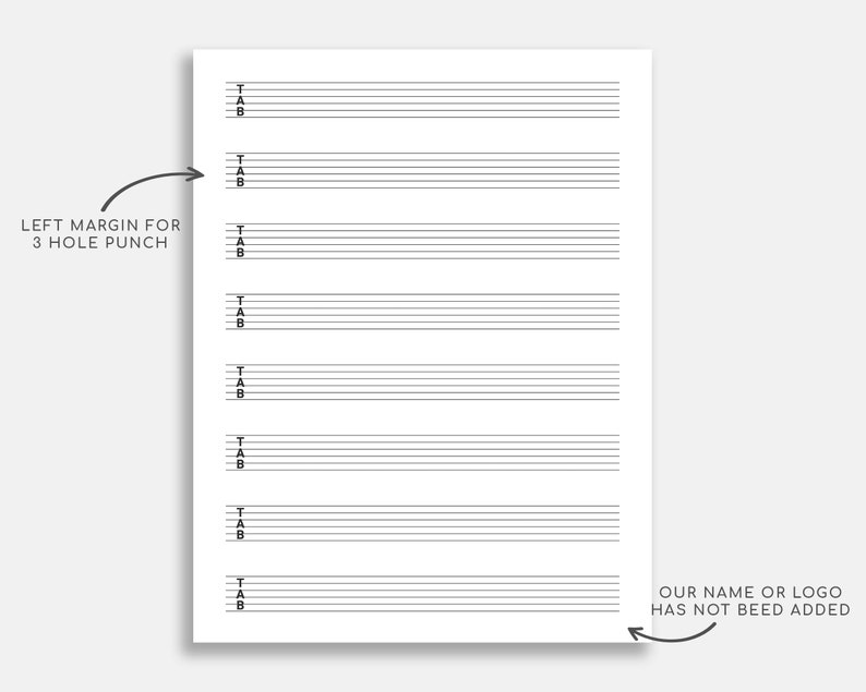 Printable Guitar Tab Paper for US Letter and A4 Blank Guitar Etsy
