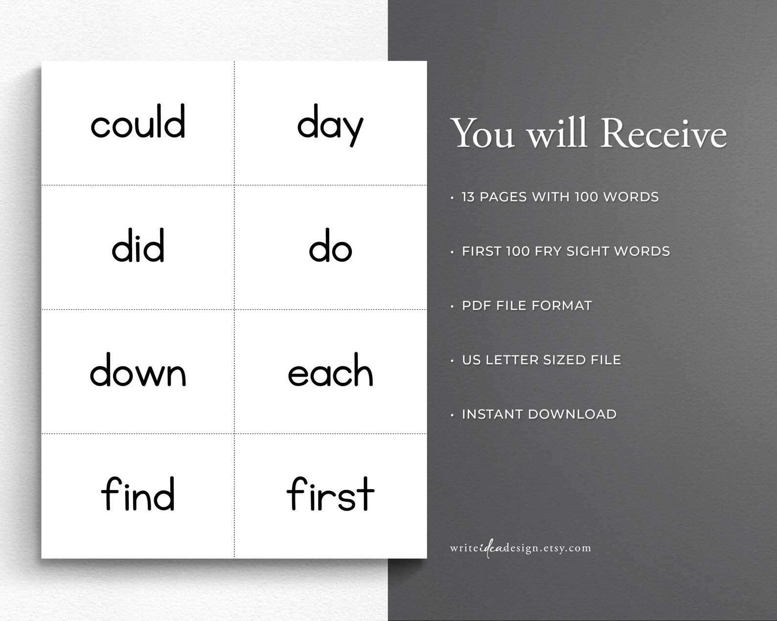 100 Sight Words Printable Flash Card. Kindergarten Sight Words. Sight ...