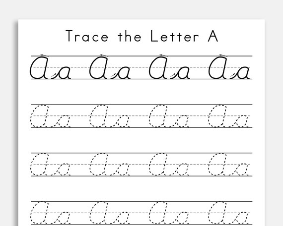 cursive letter tracing cursive handwriting practice learn etsy canada