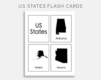US States Printable Flash Cards. 50 States. State Shapes. - Etsy