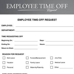 Employee Time-off Request Template. Vacation Request Form. PTO Request Template. image 1