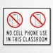 Printable No Cell Phone Use in Classroom Sign in US Letter and A4 Sizes ...