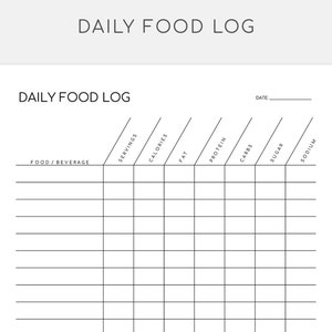 Daily Food Log. Food Tracker. Food Journal. Food Diary. Food Log. Meal Tracker. Daily Food Journal.