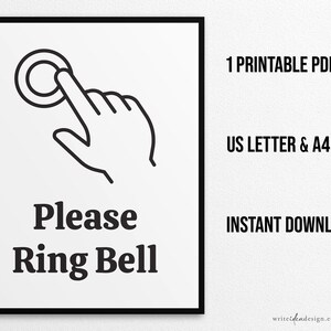 Printable Please Ring Bell Sign in US Letter and A4 Sizes, Instant ...