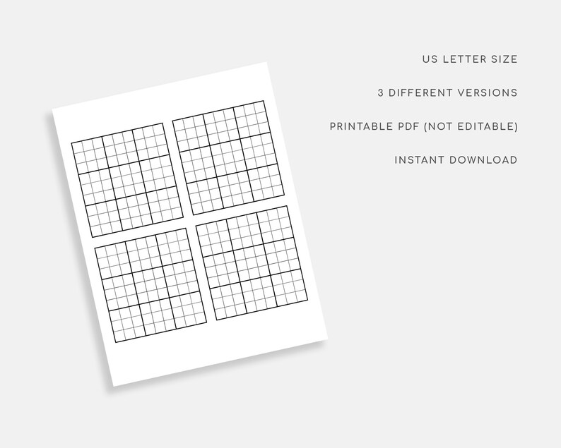 Blank Sudoku Pages. Printable Blank Sudoku. Sudoku Grid. - Etsy