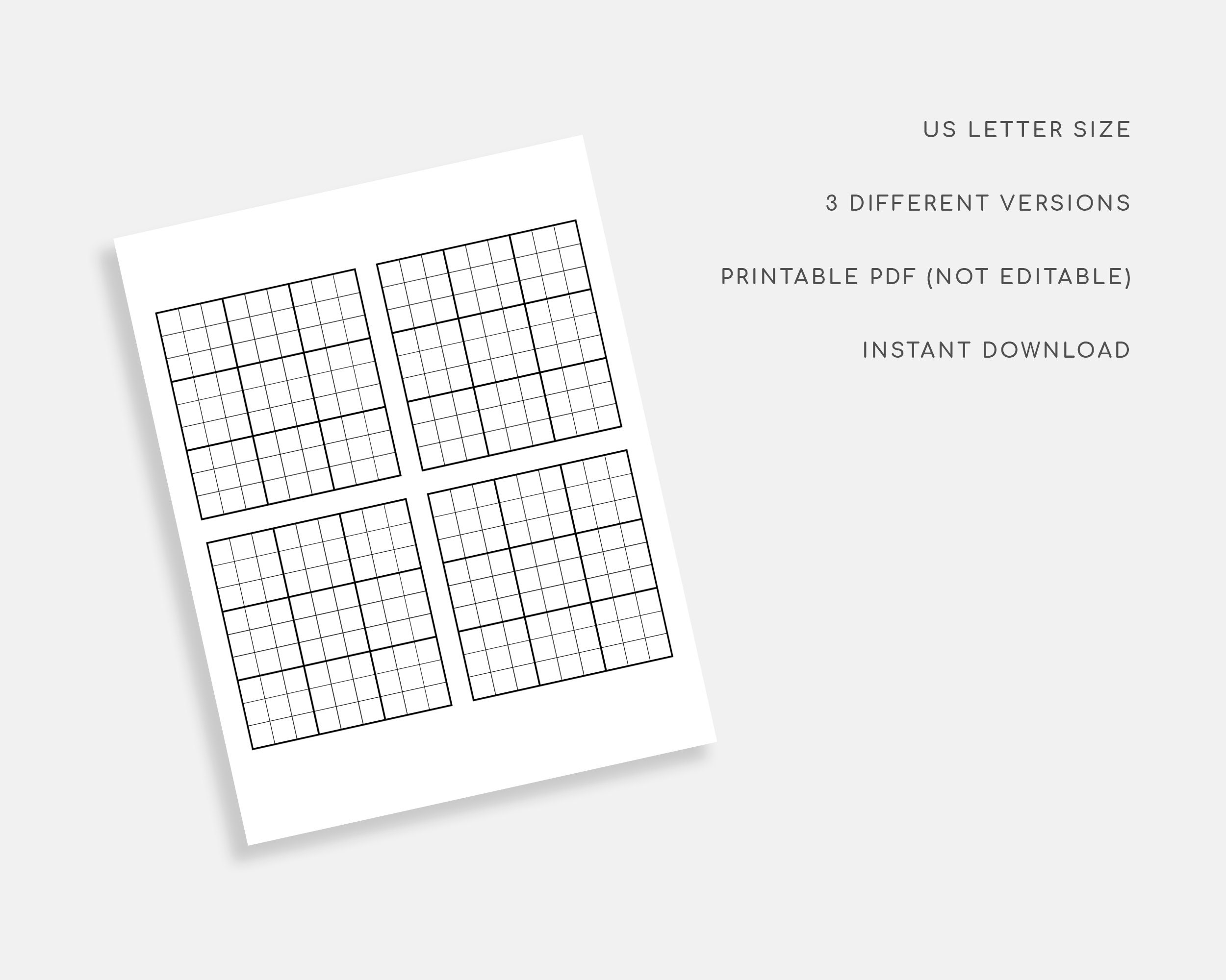 blank sudoku pages printable blank sudoku sudoku grid etsy