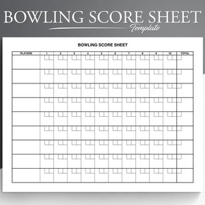 Bowling Notenblatt. Druckbare Bowlingspielnoten. Bowling Score Karte.