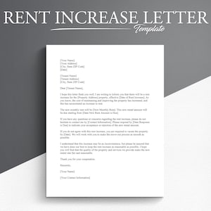 Plantilla de carta de aumento de alquiler profesional. Documentos de Google/Microsoft Word. Aviso de aumento de alquiler.