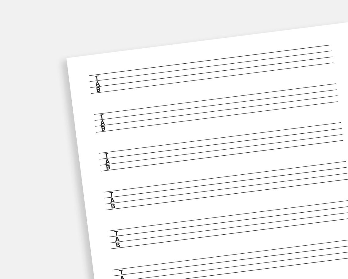 Printable Bass Guitar Tab Paper for US Letter/a4. Blank Bass Etsy Ireland