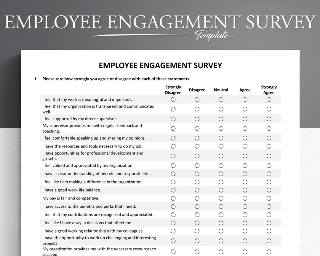 Employee Engagement Survey Template. Microsoft Word/googledocs
