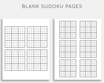 blank sudoku pages printable blank sudoku sudoku grid etsy