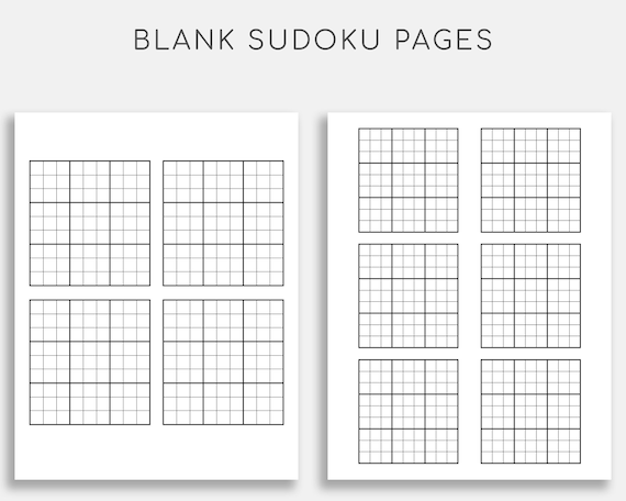 blank sudoku pages printable blank sudoku sudoku grid etsy