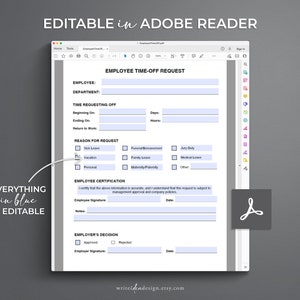 Employee Time-off Request Template. Vacation Request Form. PTO Request Template. image 6