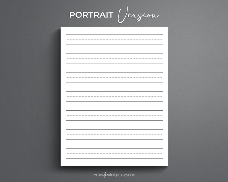 May include: A blank white sheet of paper with black lines for writing. The paper is in portrait orientation. The text "PORTRAIT Version" is at the top of the page.
